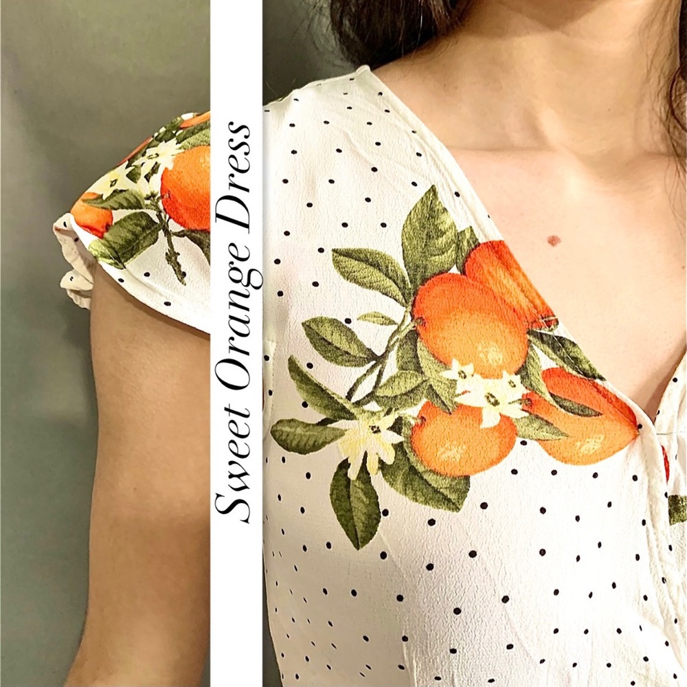 Sweet Orange Fruit Print Dress